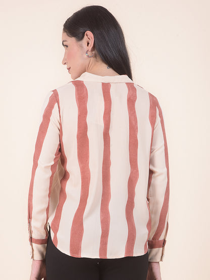 Women Brown Regular Fit Printed Full Sleeve Top