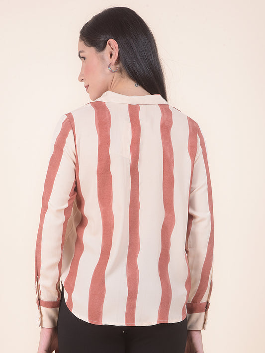 Women Brown Regular Fit Printed Full Sleeve Top