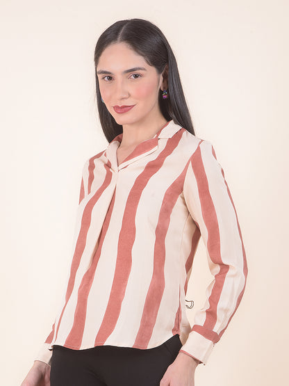 Women Brown Regular Fit Printed Full Sleeve Top