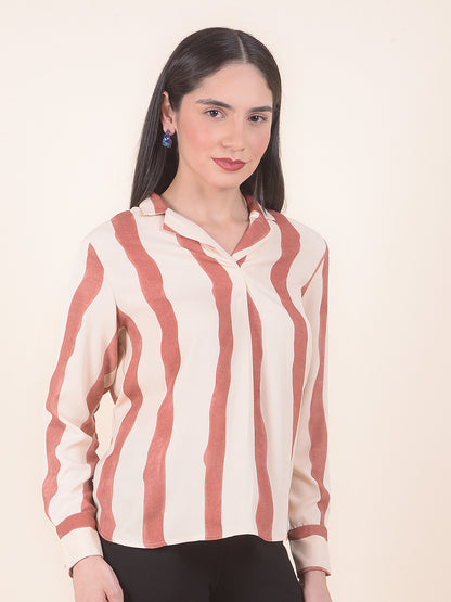 Women Brown Regular Fit Printed Full Sleeve Top