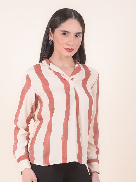 Women Brown Regular Fit Printed Full Sleeve Top
