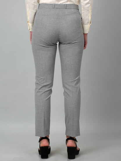 Women's Formal Flat Front Grey   Full length Mid rise Trousers