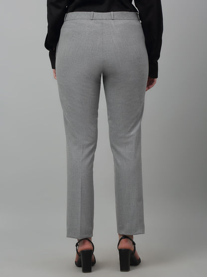 Women's Formal Flat Front Grey   Full length Mid rise Trousers