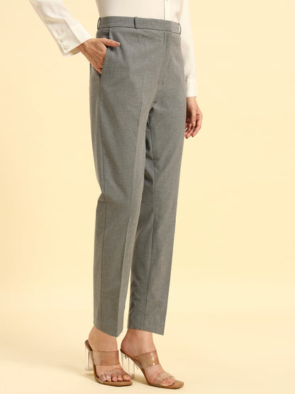 Trouser for Women | Breathable & Soft with Color Fastness Regular Fit PV Lycra Fabric Solid Pattern Hook & Bar Closure