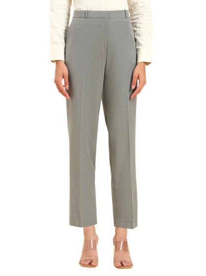 Women's Grey Solid Regular Fit Formal Trouser