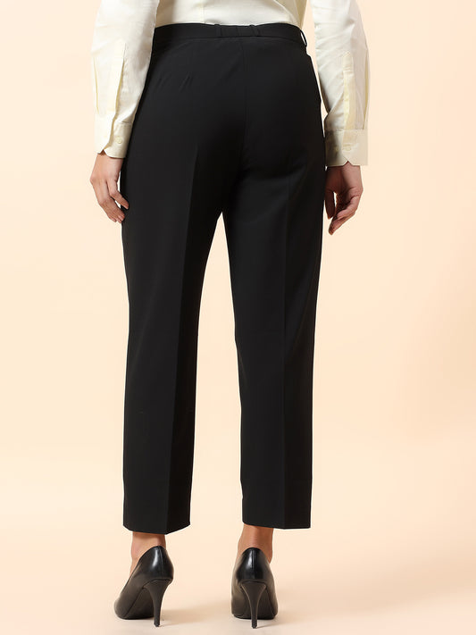 Formal Trouser for Women | Breathable & Soft with Color Fastness Regular Fit Poly Viscose Lycra Fabric Solid Pattern Hook & Bar Closure