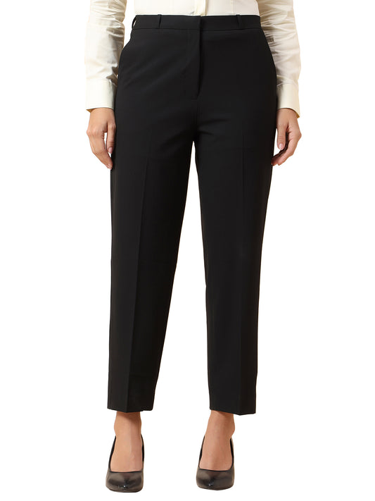 Formal Trouser for Women | Breathable & Soft with Color Fastness Regular Fit Poly Viscose Lycra Fabric Solid Pattern Hook & Bar Closure