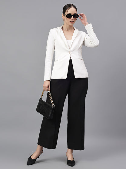 Women's Black Solid Regular Fit Formal Trosuer