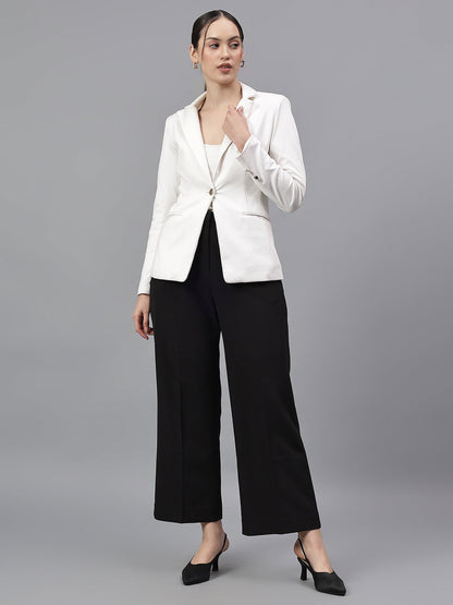 Women's Black Solid Regular Fit Formal Trosuer