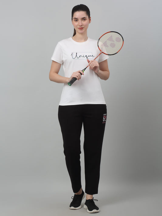 Women's Casual  Black Ankle length Mid rise Track Pants