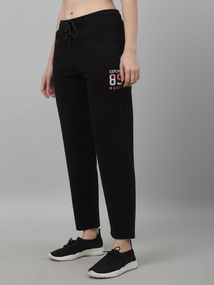 Women's Casual  Black Ankle length Mid rise Track Pants