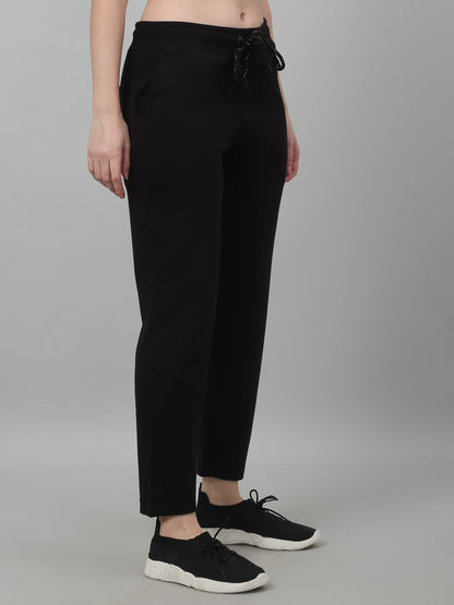 Women's Casual  Black Ankle length Mid rise Track Pants