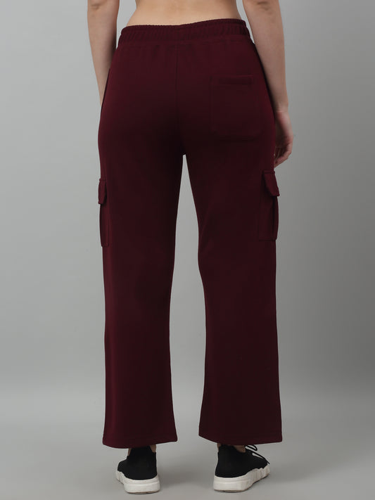 Women's Casual  Maroon Ankle length Mid rise Track Pants
