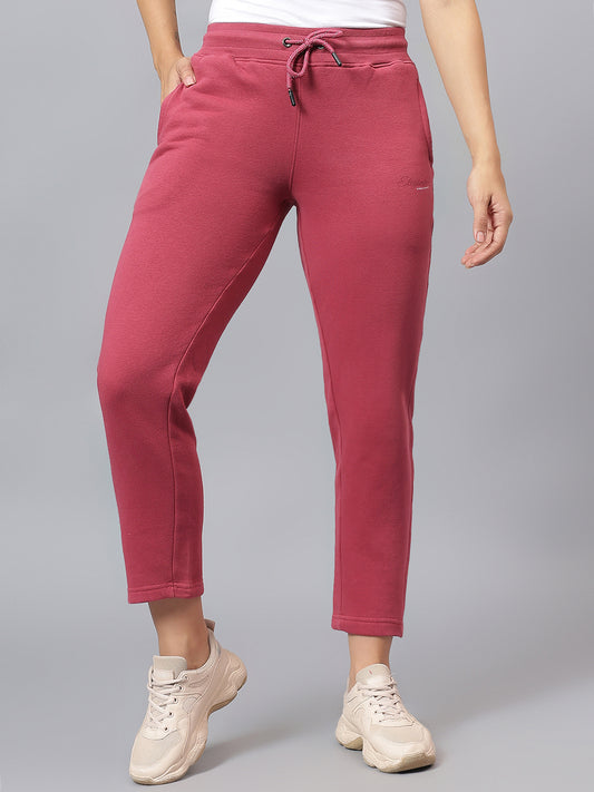 Women's Coral Solid Winter Track Pant