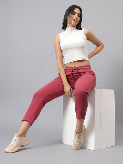 Women's Coral Solid Winter Track Pant