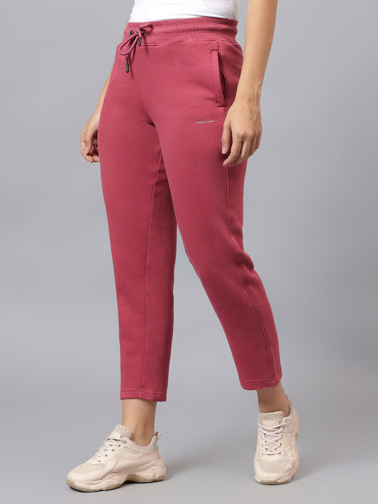 Women's Coral Solid Winter Track Pant