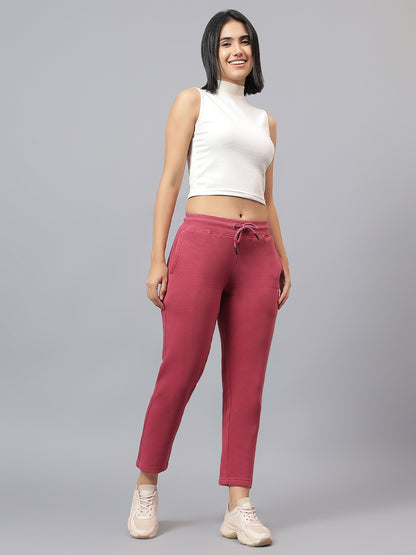 Women's Coral Solid Winter Track Pant