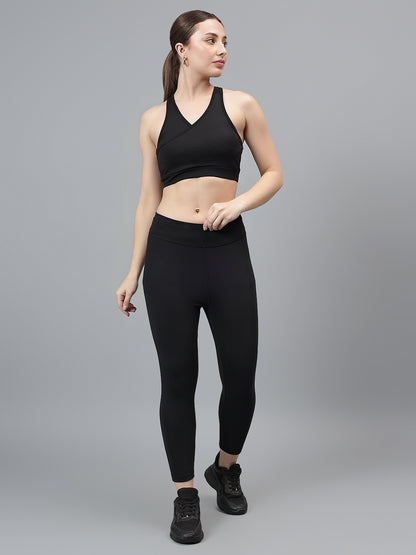 Women's Casual Solid Black Mid Rise Track Pants