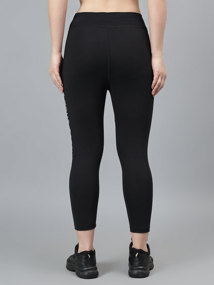 Women's Casual Solid Black Mid Rise Track Pants