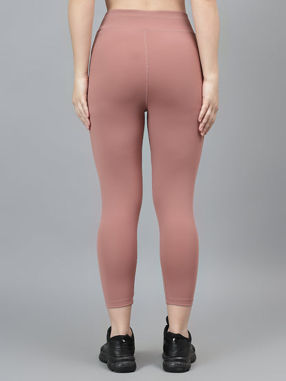 Women's Casual Solid Pink Mid Rise Track Pants