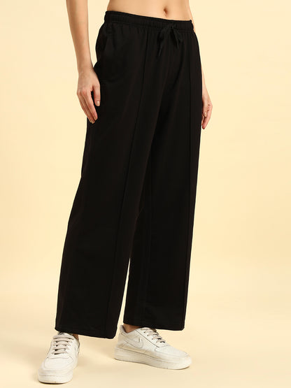 Track Pants for Women | Breathable & Soft with Color Fastnes Regular Fit Poly Cotton Fabric Solid Pattern Drawstring Closure