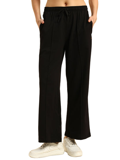 Track Pants for Women | Breathable & Soft with Color Fastnes Regular Fit Poly Cotton Fabric Solid Pattern Drawstring Closure