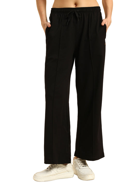 Track Pants for Women | Breathable & Soft with Color Fastnes Regular Fit Poly Cotton Fabric Solid Pattern Drawstring Closure