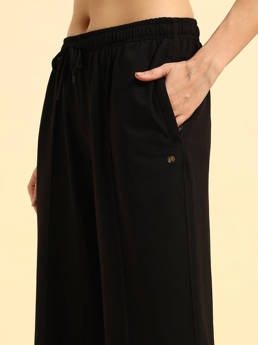 Track Pants for Women | Breathable & Soft with Color Fastnes Regular Fit Poly Cotton Fabric Solid Pattern Drawstring Closure