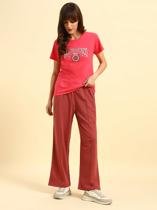 Track Pants for Women | Breathable & Soft with Color Fastnes Regular Fit Poly Cotton Fabric Solid Pattern Drawstring Closure