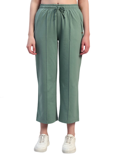 Women Solid Green Regular Fit Casual Track Pant