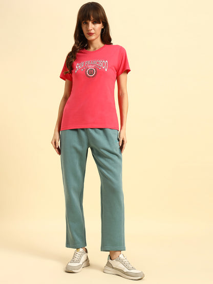 Track Pants for Women | Breathable & Soft with Color Fastnes Regular Fit Fleece Fabric Solid Pattern Drawstring Closure