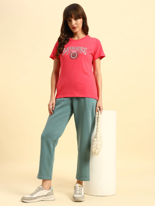 Track Pants for Women | Breathable & Soft with Color Fastnes Regular Fit Fleece Fabric Solid Pattern Drawstring Closure