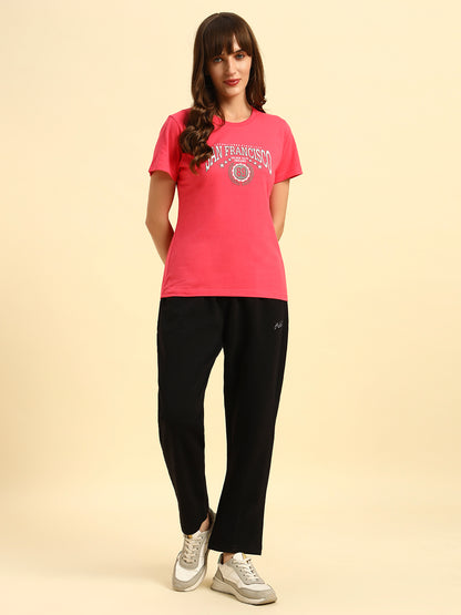 Track Pants for Women | Breathable & Soft with Color Fastnes Regular Fit Fleece Fabric Solid Pattern Drawstring Closure