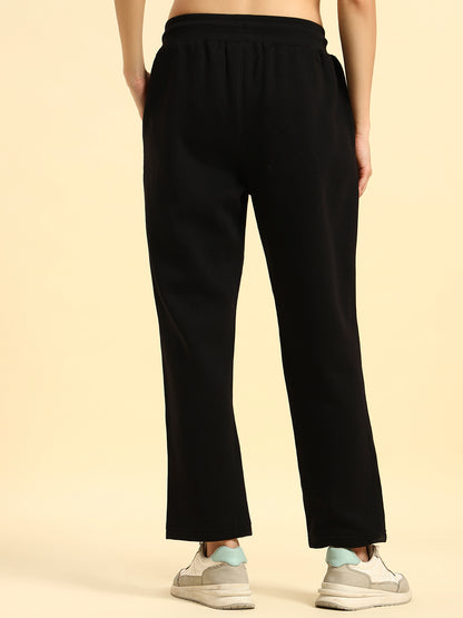 Track Pants for Women | Breathable & Soft with Color Fastnes Regular Fit Fleece Fabric Solid Pattern Drawstring Closure