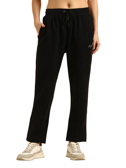 Track Pants for Women | Breathable & Soft with Color Fastnes Regular Fit Fleece Fabric Solid Pattern Drawstring Closure