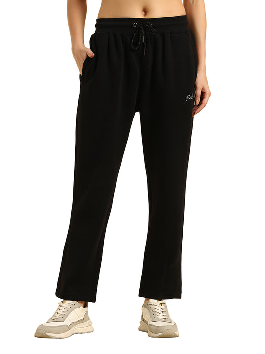 Track Pants for Women | Breathable & Soft with Color Fastnes Regular Fit Fleece Fabric Solid Pattern Drawstring Closure