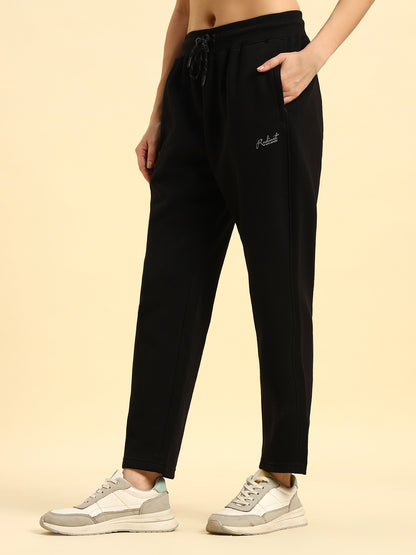 Track Pants for Women | Breathable & Soft with Color Fastnes Regular Fit Fleece Fabric Solid Pattern Drawstring Closure
