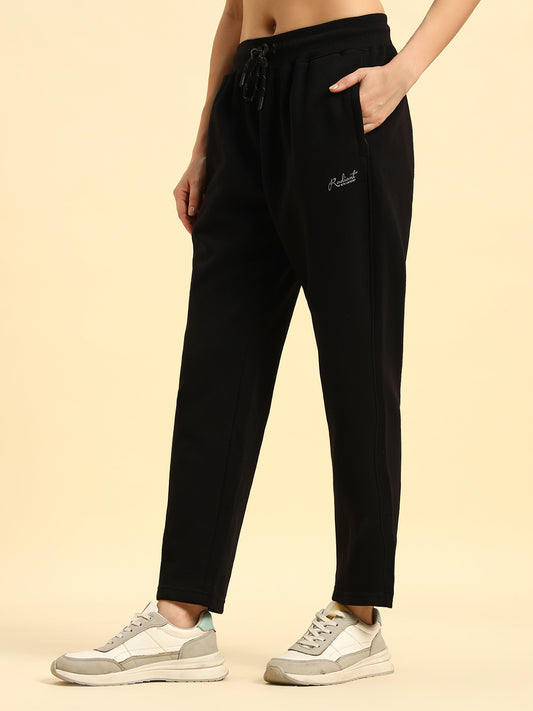 Track Pants for Women | Breathable & Soft with Color Fastnes Regular Fit Fleece Fabric Solid Pattern Drawstring Closure
