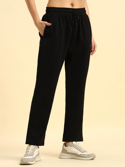 Track Pants for Women | Breathable & Soft with Color Fastnes Regular Fit Fleece Fabric Solid Pattern Drawstring Closure