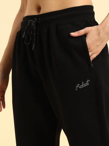 Track Pants for Women | Breathable & Soft with Color Fastnes Regular Fit Fleece Fabric Solid Pattern Drawstring Closure