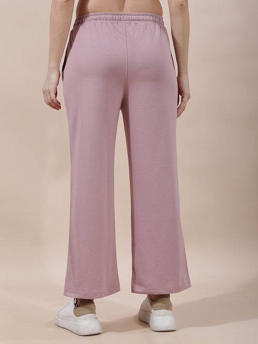 Track Pants for Women l Breathable & Soft with Color Fastness Regular Fit Cotton Blend Solid Pattern Drawstring Closure