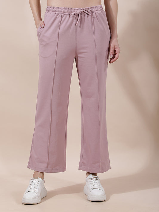 Track Pants for Women l Breathable & Soft with Color Fastness Regular Fit Cotton Blend Solid Pattern Drawstring Closure