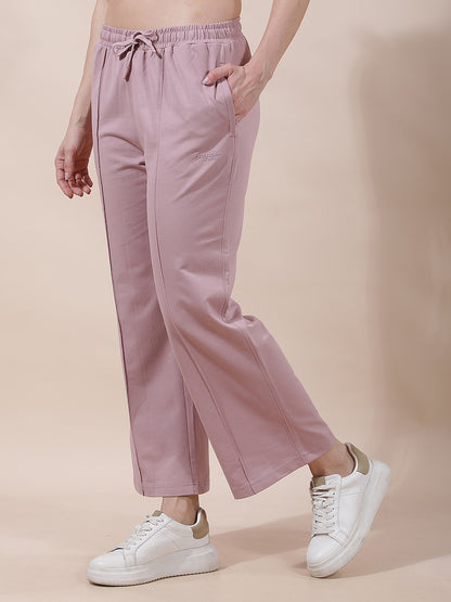 Track Pants for Women l Breathable & Soft with Color Fastness Regular Fit Cotton Blend Solid Pattern Drawstring Closure