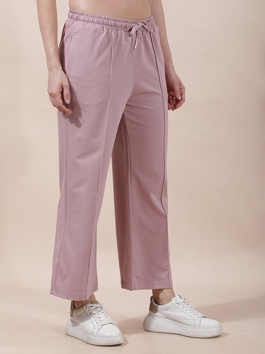 Track Pants for Women l Breathable & Soft with Color Fastness Regular Fit Cotton Blend Solid Pattern Drawstring Closure