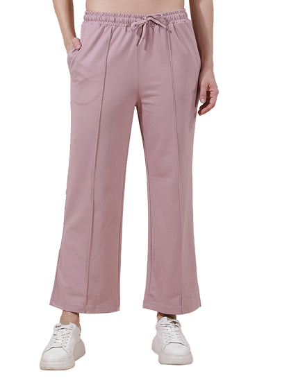 Track Pants for Women l Breathable & Soft with Color Fastness Regular Fit Cotton Blend Solid Pattern Drawstring Closure