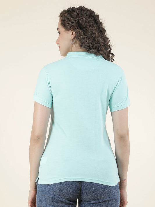 T-Shirt for Women l Breathable & Soft with Color Fastness Regular Fit Polo Neck Poly Cotton Fabric Solid Pattern