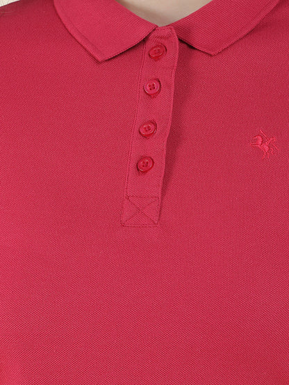 T-Shirt for Women l Breathable & Soft with Color Fastness Regular Fit Polo Neck Poly Cotton Fabric Solid Pattern