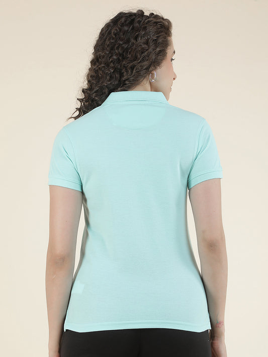 T-Shirt for Women l Breathable & Soft with Color Fastness Regular Fit Polo Neck Poly Cotton Fabric Solid Pattern