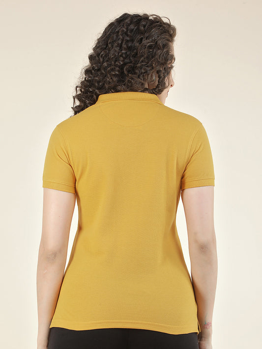 T-Shirt for Women l Breathable & Soft with Color Fastness Regular Fit Polo Neck Poly Cotton Fabric Solid Pattern