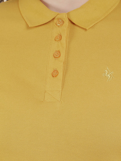 T-Shirt for Women l Breathable & Soft with Color Fastness Regular Fit Polo Neck Poly Cotton Fabric Solid Pattern